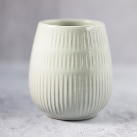 Pale light mint green Hearth Hand Magnolia pottery candle holder planter vase - Picture 7 of 8